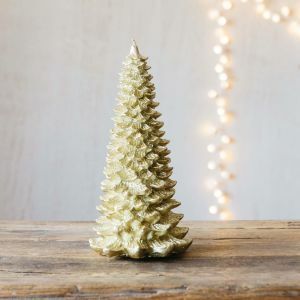 Gold Christmas Tree Candle