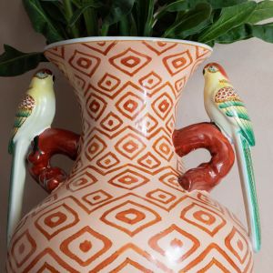 Parakeet Patterned Vase