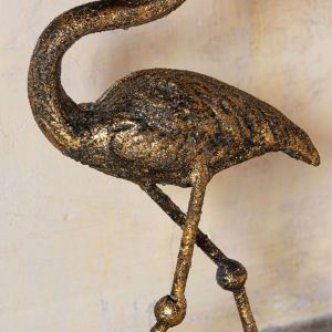 Antique Brass Flamingo Candle Holder