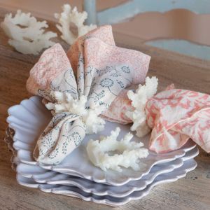 Set of Six Coral Napkin Rings