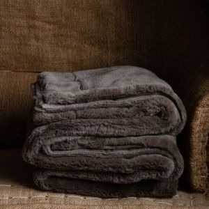 Taupe Brown Faux Fur Throw