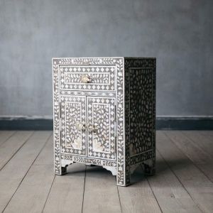 Classic Grey Mother of Pearl Bedside Table