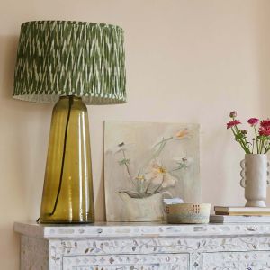 Olive Green Pleated Ikat Lamp Shades