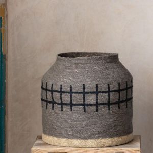 Grey and Black Stitched Cross Basket