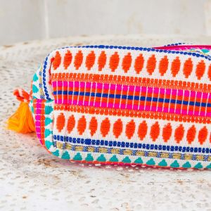 Orange Embroidered Pouch