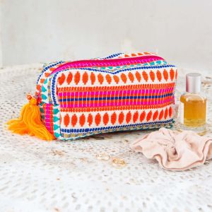 Orange Embroidered Pouch