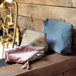 Blue Dotty Velvet Wash Bags