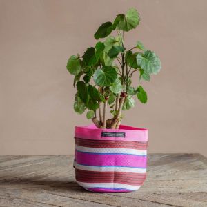 Pink Woven Plant Pot Cover Small