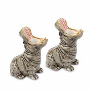 Set of Two Hippo Candle Holders