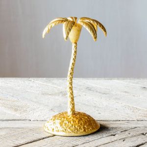 Single Golden Palm Candle Holder