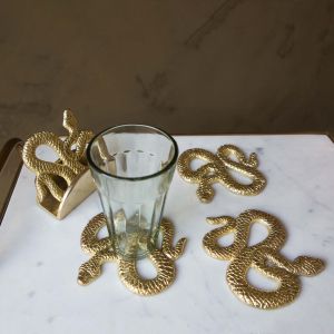 Set of Four Brass Snake Coasters