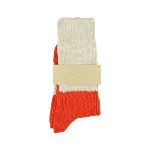 Ecru and Orange Melange Socks