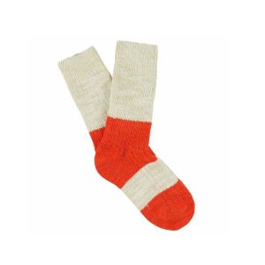 Ecru and Orange Melange Socks