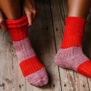 Orange and Pink Melange Socks