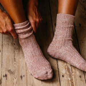 Pink and Mustard Melange Socks