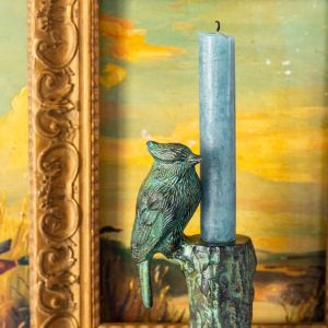 Green Woodpecker Candle Holder