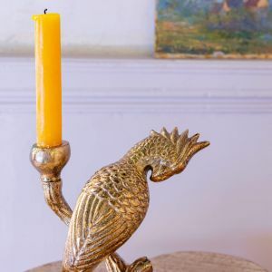 Gold Parrot Branch Candle Holder