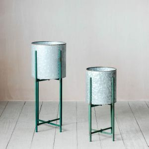 Set of Two Round Zinc Plant Stands