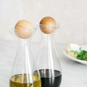 Oil and Vinegar Bottles with Oak Wood Stoppers