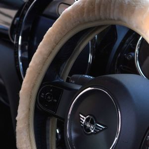 Cream Sheepskin Steering Wheel Cover