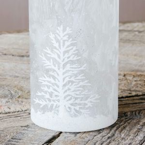 Snowy Glass Tea Light Holder