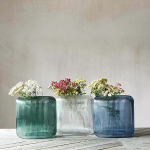 Clear Ribbed Oval Vase