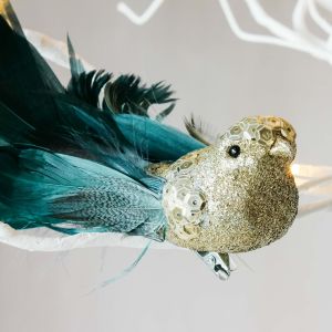 Gold Sequin Bird Clip