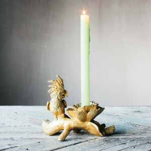 Perry Parrot Gold Candle Holder