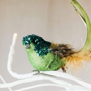 Green Glitter Bird Clip