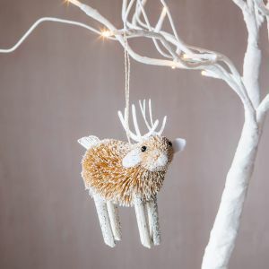 Silver Bristle Reindeer Decoration