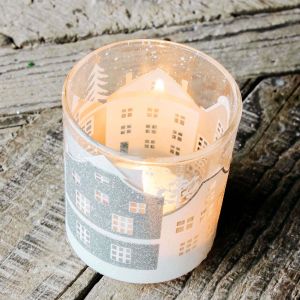 Small Winter Town Tea Light Holder