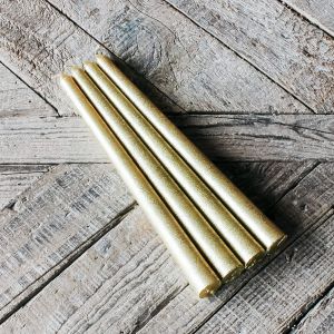 Set of Four Gold Taper Candles