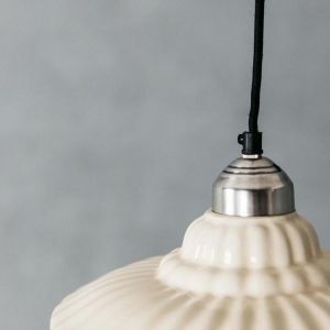 Fai Fluted Off White Ceramic Pendant Light 