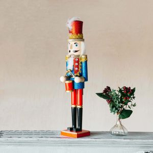 Red and Blue Nutcracker with Drum