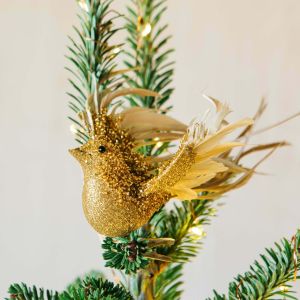 Gold Glitter Flying Bird Clip