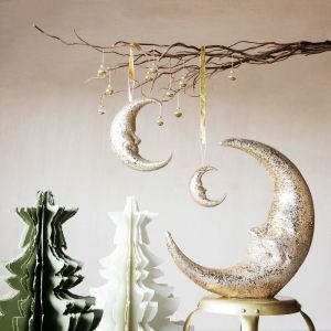 Gold Glitter Moon Ornament