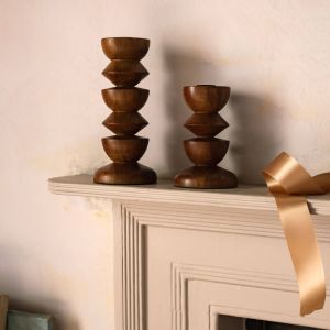 Nancy Wooden Candle Holders