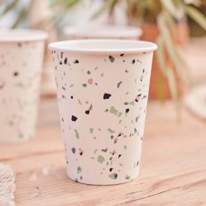 Set of Eight Terrazzo Paper Cups