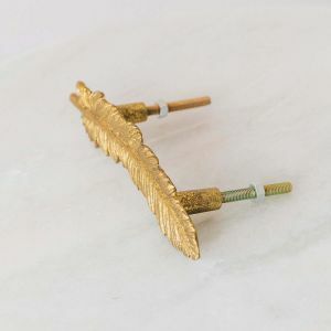 Antiqued Gold Feather Door Knob