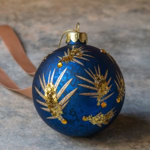 Gold and Midnight Blue Christmas Tree Bauble