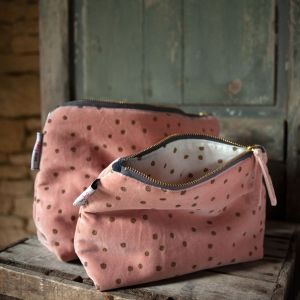 Rose Dotty Velvet Wash Bags