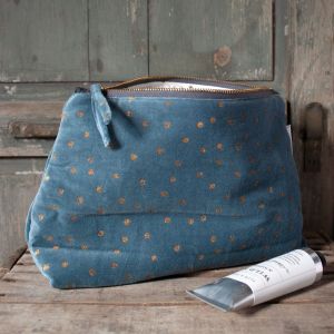 Blue Dotty Velvet Wash Bags