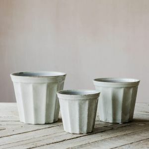 Taupe Ribbed Plant Pots