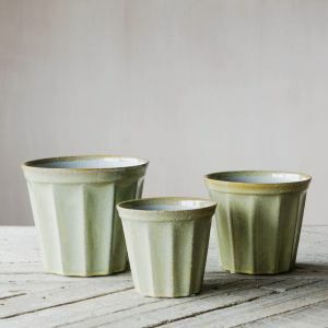 Chartreuse Ribbed Plant Pots