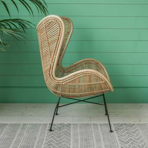 Natural Rattan Wing Chair
