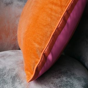 Orange and Pink Striped Satin Cushion