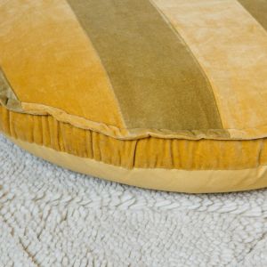 Ochre and Mustard Striped Velvet Floor Cushion