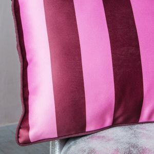 Maroon and Pink Striped Satin Cushion