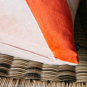 Coral and Blush Striped Velvet Cushion