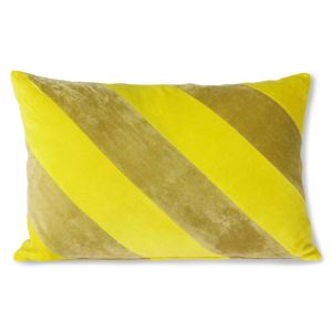 Lemon and Lime Striped Velvet Cushion